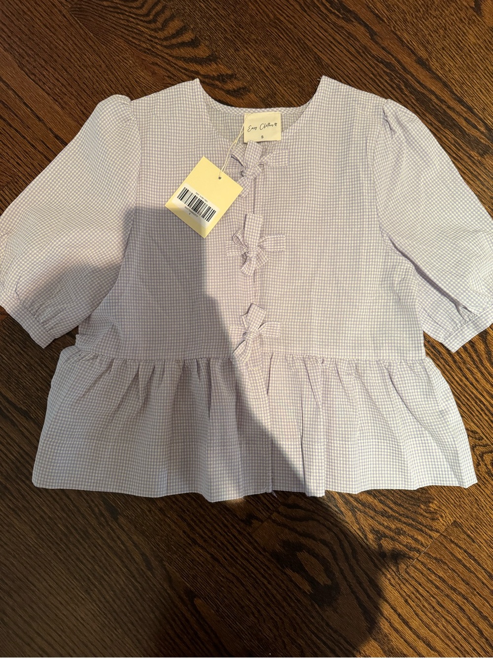 Easy Clothes Lilac Gingham Peplum Top